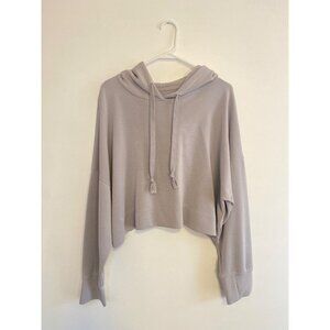As Revival Gray Cropped Athletic Hoodie With Thumbholes Size L